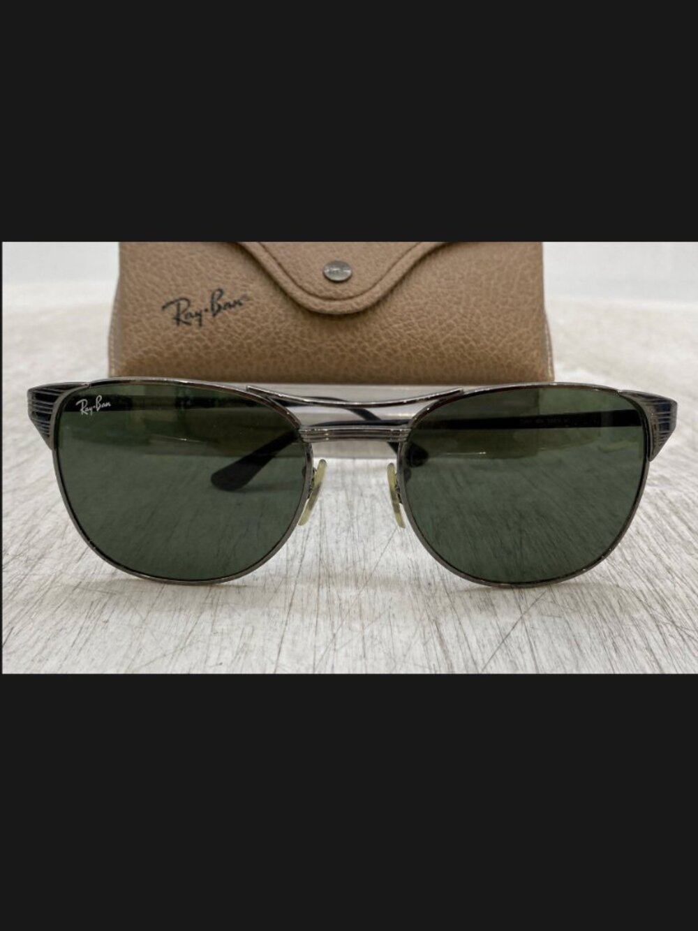 RAY BAN RB3429 GUNMETAL GREEN POLARIZED SIGNET AVIATOR SUNGLASSES WITH CASE